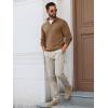 imageRuncati Mens Quarter Zip Pullover Sweater Lightweight Mock Neck Slim Fit Pullover Knit Casual Polo SweatersBrown