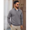 imageRuncati Mens Quarter Zip Pullover Sweater Lightweight Mock Neck Slim Fit Pullover Knit Casual Polo SweatersDark Grey