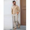 imageRuncati Mens Quarter Zip Pullover Sweater Lightweight Mock Neck Slim Fit Pullover Knit Casual Polo SweatersKhaki