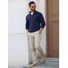 imageRuncati Mens Quarter Zip Pullover Sweater Lightweight Mock Neck Slim Fit Pullover Knit Casual Polo SweatersNavy Blue
