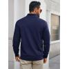 imageRuncati Mens Quarter Zip Pullover Sweater Lightweight Mock Neck Slim Fit Pullover Knit Casual Polo SweatersNavy Blue