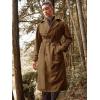 imageRuncati Mens Trench Coat Double Breasted Belted Windbreaker Jackets Lapel Lightweight Long Jacket Casual OvercoatBrown