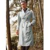 imageRuncati Mens Trench Coat Double Breasted Belted Windbreaker Jackets Lapel Lightweight Long Jacket Casual OvercoatLight Grey