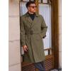 imageRuncati Mens Trench Coat Double Breasted Long Jacket Casual Windbreaker Notched Lapel Belted OvercoatArmy Green
