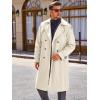 imageRuncati Mens Trench Coat Double Breasted Long Jacket Casual Windbreaker Notched Lapel Belted OvercoatBeige