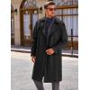 imageRuncati Mens Trench Coat Double Breasted Long Jacket Casual Windbreaker Notched Lapel Belted OvercoatBlack