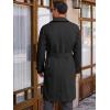 imageRuncati Mens Trench Coat Double Breasted Long Jacket Casual Windbreaker Notched Lapel Belted OvercoatBlack
