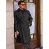 imageRuncati Mens Trench Coat Double Breasted Long Jacket Casual Windbreaker Notched Lapel Belted OvercoatBlack