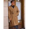 imageRuncati Mens Trench Coat Double Breasted Long Jacket Casual Windbreaker Notched Lapel Belted OvercoatBrown