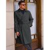 imageRuncati Mens Trench Coat Double Breasted Long Jacket Casual Windbreaker Notched Lapel Belted OvercoatDark Grey