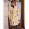 imageRuncati Mens Trench Coat Double Breasted Long Jacket Casual Windbreaker Notched Lapel Belted OvercoatKhaki