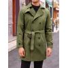 imageRuncati Mens Trench Coat Double Breasted Mid Long Jacket Casual Belted Overcoat Notched Lapel WindbreakerArmy Green