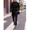imageRuncati Mens Trench Coat Double Breasted Mid Long Jacket Casual Belted Overcoat Notched Lapel WindbreakerBlack