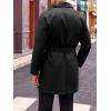 imageRuncati Mens Trench Coat Double Breasted Mid Long Jacket Casual Belted Overcoat Notched Lapel WindbreakerBlack