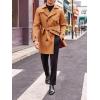 imageRuncati Mens Trench Coat Double Breasted Mid Long Jacket Casual Belted Overcoat Notched Lapel WindbreakerBrown