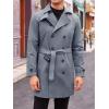 imageRuncati Mens Trench Coat Double Breasted Mid Long Jacket Casual Belted Overcoat Notched Lapel WindbreakerDark Grey