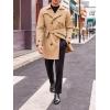 imageRuncati Mens Trench Coat Double Breasted Mid Long Jacket Casual Belted Overcoat Notched Lapel WindbreakerKhaki