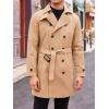 imageRuncati Mens Trench Coat Double Breasted Mid Long Jacket Casual Belted Overcoat Notched Lapel WindbreakerKhaki