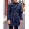 imageRuncati Mens Trench Coat Double Breasted Mid Long Jacket Casual Belted Overcoat Notched Lapel WindbreakerNavy Blue