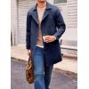 imageRuncati Mens Trench Coat Double Breasted Mid Long Jacket Casual Belted Overcoat Notched Lapel WindbreakerNavy Blue