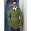 imageRuncati Mens Trench Coat Double Breasted Notched Lapel Long Jacket Belted Windbreaker Casual Slim Fit OvercoatArmy Green