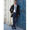 imageRuncati Mens Trench Coat Double Breasted Notched Lapel Long Jacket Belted Windbreaker Casual Slim Fit OvercoatBlack