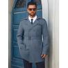 imageRuncati Mens Trench Coat Double Breasted Notched Lapel Long Jacket Belted Windbreaker Casual Slim Fit OvercoatBluish Gray
