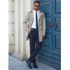 imageRuncati Mens Trench Coat Double Breasted Notched Lapel Long Jacket Belted Windbreaker Casual Slim Fit OvercoatGrey