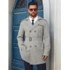 imageRuncati Mens Trench Coat Double Breasted Notched Lapel Long Jacket Belted Windbreaker Casual Slim Fit OvercoatGrey