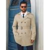 imageRuncati Mens Trench Coat Double Breasted Notched Lapel Long Jacket Belted Windbreaker Casual Slim Fit OvercoatKhaki