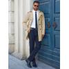 imageRuncati Mens Trench Coat Double Breasted Notched Lapel Long Jacket Belted Windbreaker Casual Slim Fit OvercoatKhaki