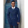 imageRuncati Mens Trench Coat Double Breasted Notched Lapel Long Jacket Belted Windbreaker Casual Slim Fit OvercoatNavy