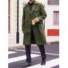 imageRuncati Mens Trench Coat Notch Lapel Double Breasted Peacoat Wool Blend Casual Long OvercoatArmy Green
