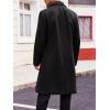 imageRuncati Mens Trench Coat Notch Lapel Double Breasted Peacoat Wool Blend Casual Long OvercoatBlack