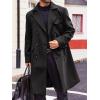 imageRuncati Mens Trench Coat Notch Lapel Double Breasted Peacoat Wool Blend Casual Long OvercoatBlack
