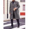 imageRuncati Mens Trench Coat Notch Lapel Double Breasted Peacoat Wool Blend Casual Long OvercoatDark Grey