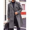 imageRuncati Mens Trench Coat Notch Lapel Double Breasted Peacoat Wool Blend Casual Long OvercoatDark Grey