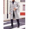 imageRuncati Mens Trench Coat Notch Lapel Double Breasted Peacoat Wool Blend Casual Long OvercoatGrey