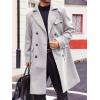 imageRuncati Mens Trench Coat Notch Lapel Double Breasted Peacoat Wool Blend Casual Long OvercoatGrey