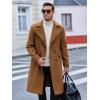 imageRuncati Mens Trench Coat Notch Lapel Slim Fit Double Breasted Wool Blend Long Pea Coat Winter Warm OvercoatBrown