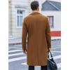 imageRuncati Mens Trench Coat Notch Lapel Slim Fit Double Breasted Wool Blend Long Pea Coat Winter Warm OvercoatBrown