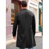 imageRuncati Mens Trench Coat Slim Fit Single Breasted Long Windbreaker Jacket Classic Lapel Casual OvercoatBlack