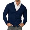 imageRuncati Mens Cardigan Sweaters V Neck Button Down Long Sleeve Casual Cardigan Slim Fit Knit Sweater with PocketsNavy