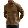 imageRuncati Mens Chunky Turtleneck Sweaters Cable Knitted Casual Slim Fit Fall Winter Warm Pullover SweaterKhaki