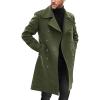 imageRuncati Mens Double Breasted Trench Coat Notch Lapel Peacoat Mid Long Winter Classic OvercoatArmy Green