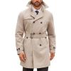 imageRuncati Mens Double Breasted Trench Coat Notched Lapel Windbreaker Jackets Causal Overcoat With BeltApricot