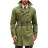 imageRuncati Mens Double Breasted Trench Coat Notched Lapel Windbreaker Jackets Causal Overcoat With BeltArmy Green