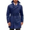 imageRuncati Mens Double Breasted Trench Coat Notched Lapel Windbreaker Jackets Causal Overcoat With BeltNavy