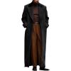 imageRuncati Mens Full Length Trench Coat Notched Lapel Long Jacket Double Breasted Classic Winter OvercoatBlack