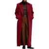 imageRuncati Mens Full Length Trench Coat Notched Lapel Long Jacket Double Breasted Classic Winter OvercoatBurgundy